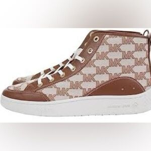 BNIB Michael Kors Shea Mid Luggage Brown High Top Sneakers‎ Size 9.5